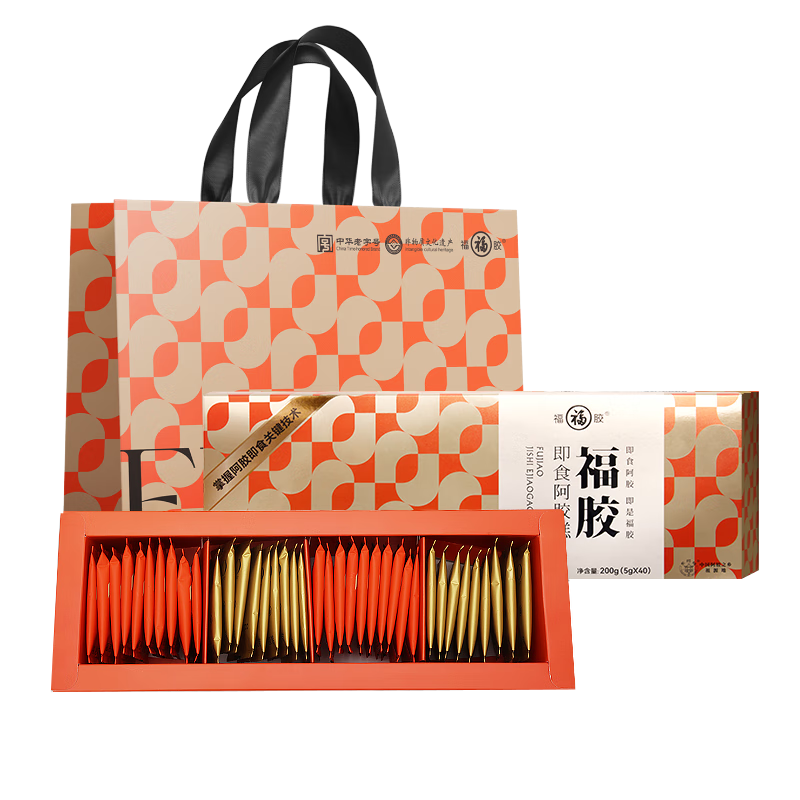 福牌阿胶即食阿胶糕礼盒装200g 东阿镇礼物送女友年货节礼物送礼送长辈 200g*2盒 （含糖款阿胶10%送礼袋）