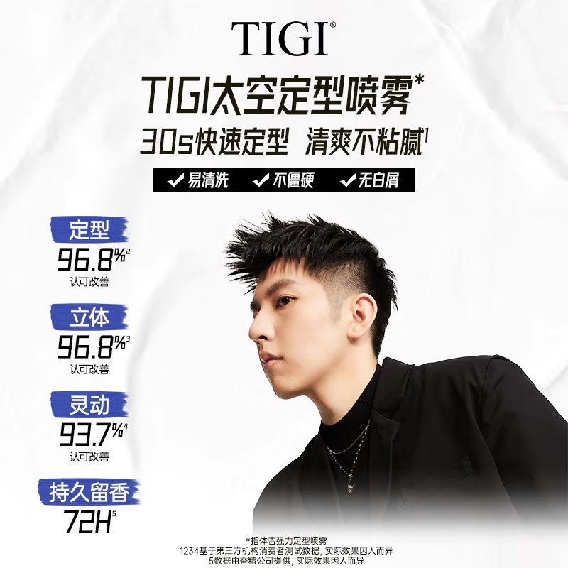TIGI男士发胶定型喷雾300ml 干胶泡沫发蜡哑光蓬松速干无白屑易清洗