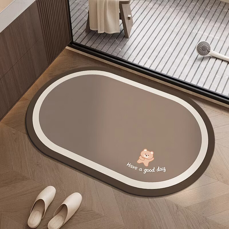 金玉铭川浴室地垫家用卫浴吸水垫速干防滑垫子卫生间厕所耐脏可擦免洗脚垫 GZN-小花-方形 40X60cm【吸水速干防滑】