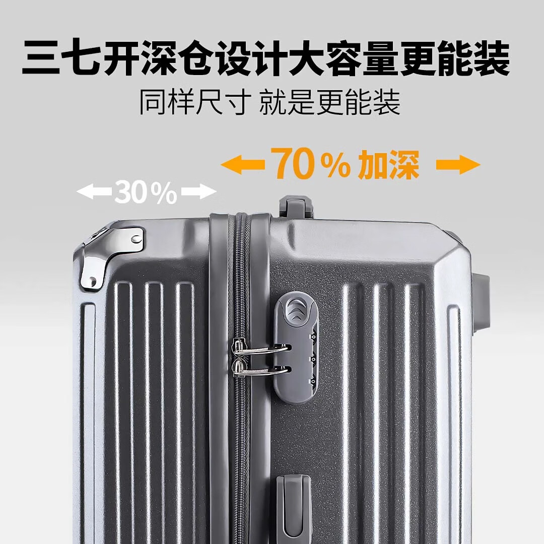 希尔顿行李箱大容量拉杆箱男女士旅行箱万向轮登机箱托运箱皮箱子 拉链款银灰色 20英寸 55开无杯架USB口，
