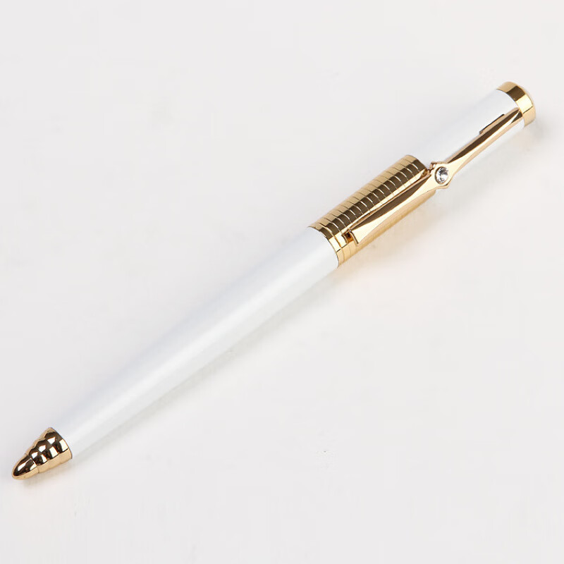 欧洲鳄鱼特细钢笔 金夹特细墨水钢笔 财务笔 礼品笔 白色