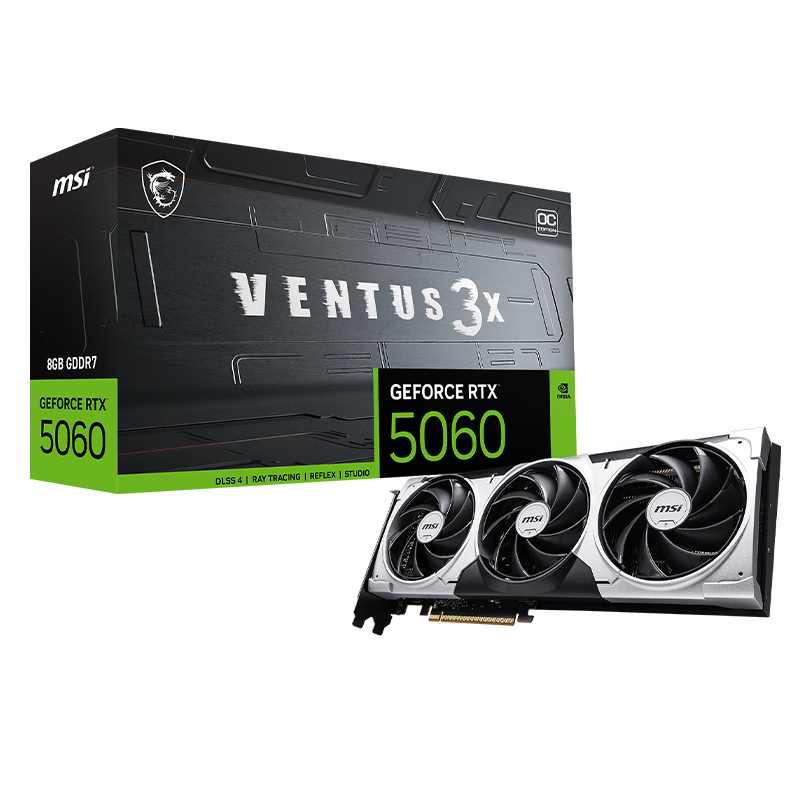 微星（MSI）万图师 GeForce RTX 5060 8G VENTUS 3X OC 电竞游戏设计智能学习独立显卡