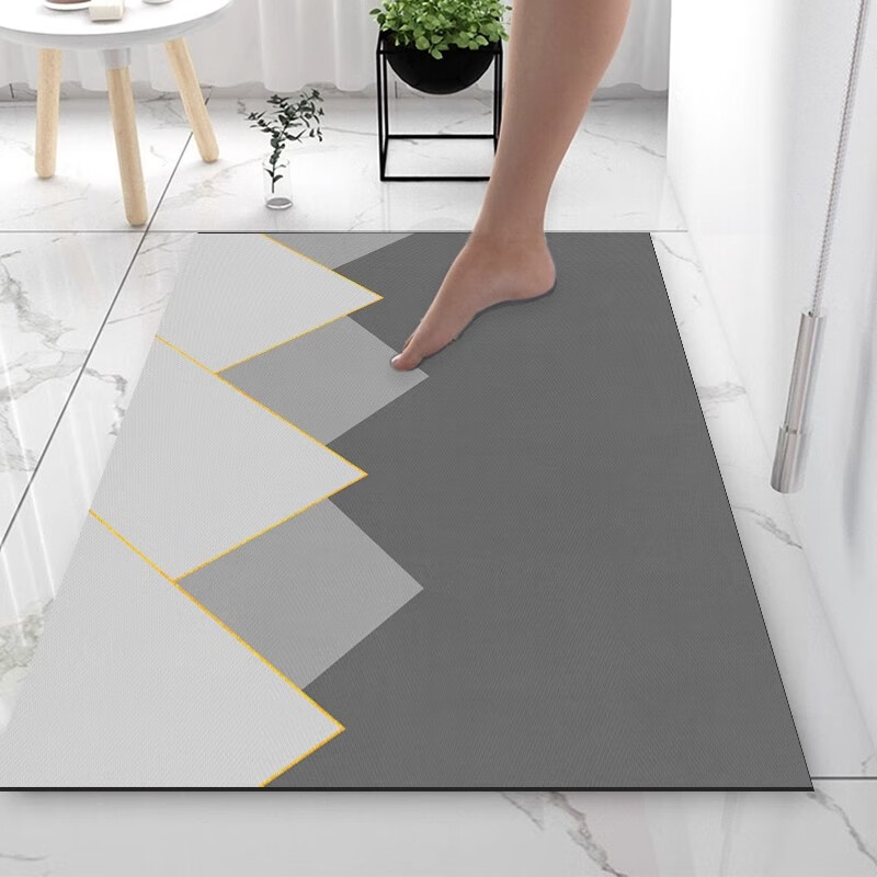 著忆浴室地垫软硅藻泥卫生间吸水垫子脚垫厕所洗手间门口防滑速干地毯 经典浅灰 60cm*90cm 【原创专利产品】