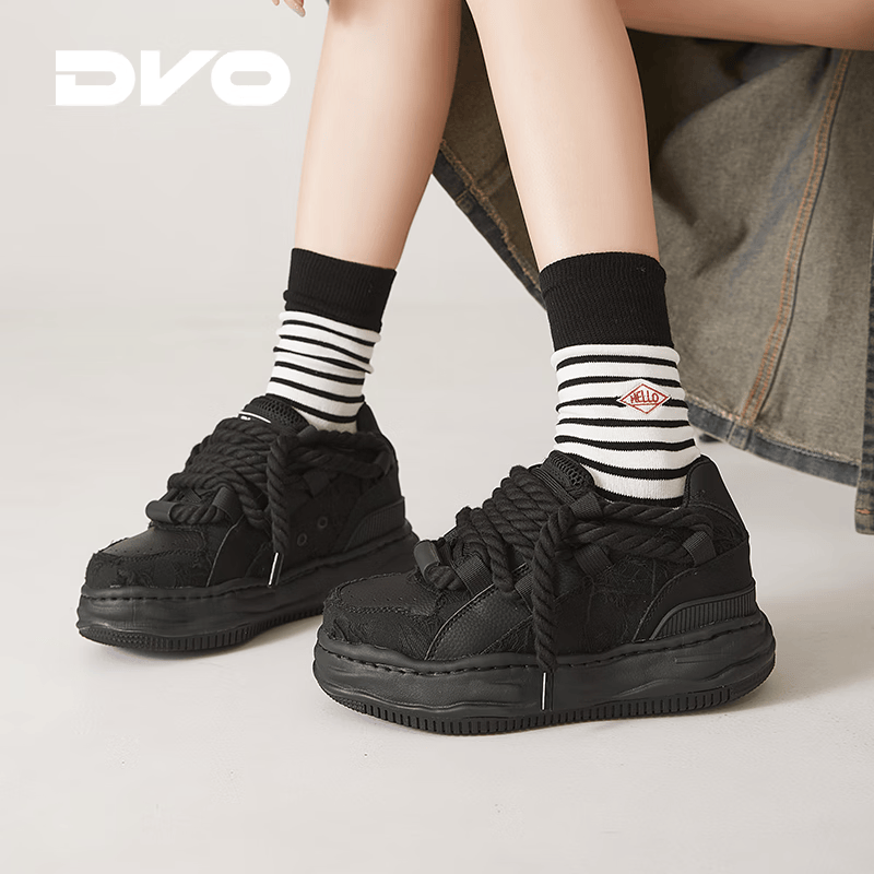 DVO【毒液】7CM隐形内增高鞋男春黑武士轻便厚底鞋百搭休闲面包鞋女 毒液黑 42 男码