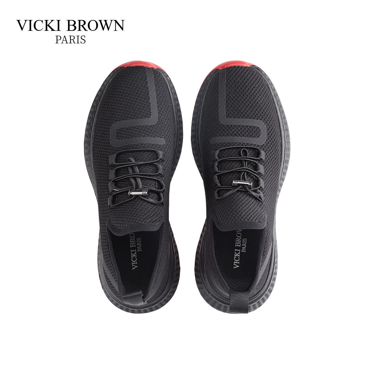 未毕（VICKI BROWN）法国品牌VB男鞋【健走系列】通勤防滑户外休闲鞋男舒适透气网面鞋 黑红 43