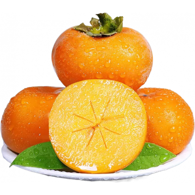 壹萌果蔬脆柿子巧克力柿子当季新鲜甜脆柿山西水果现摘黄硬柿子送礼盒 5斤精选果【单果100g+】净4.5斤