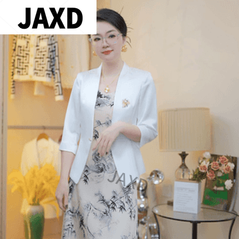 JAXD恋裳坊女装七分袖薄款小夏季气质时尚修身显瘦短款纯色 白色(单西装) M (100斤以下)