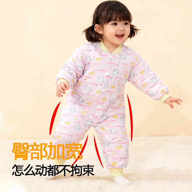 木木屋（mumuwu）秋冬婴儿连体冬季保暖棉服宝宝连体衣 灰色-连体衣【不带帽，带帽随机发】 90cm码数