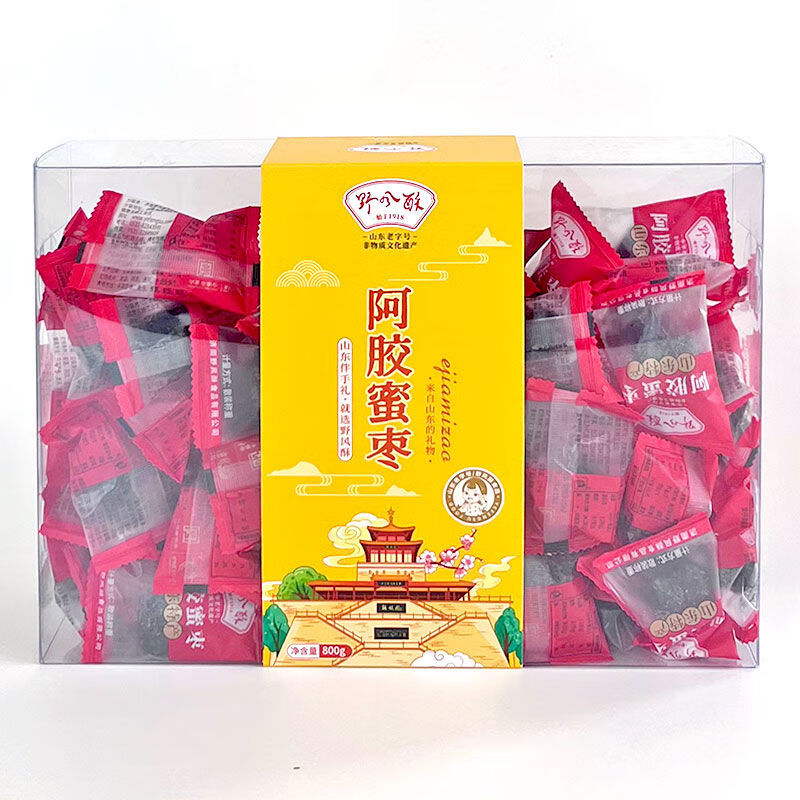 野风酥阿胶蜜枣800g山东特产独立包装即食蜜饯去核红枣干枣小零食 阿胶蜜枣
