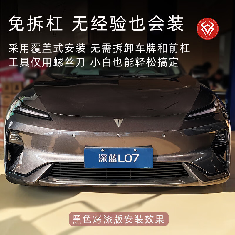 芒芒适用长安深蓝防虫网前脸中网外观改装件装饰亮条汽车品件 深蓝L07单中网套件银色  深蓝汽车L07