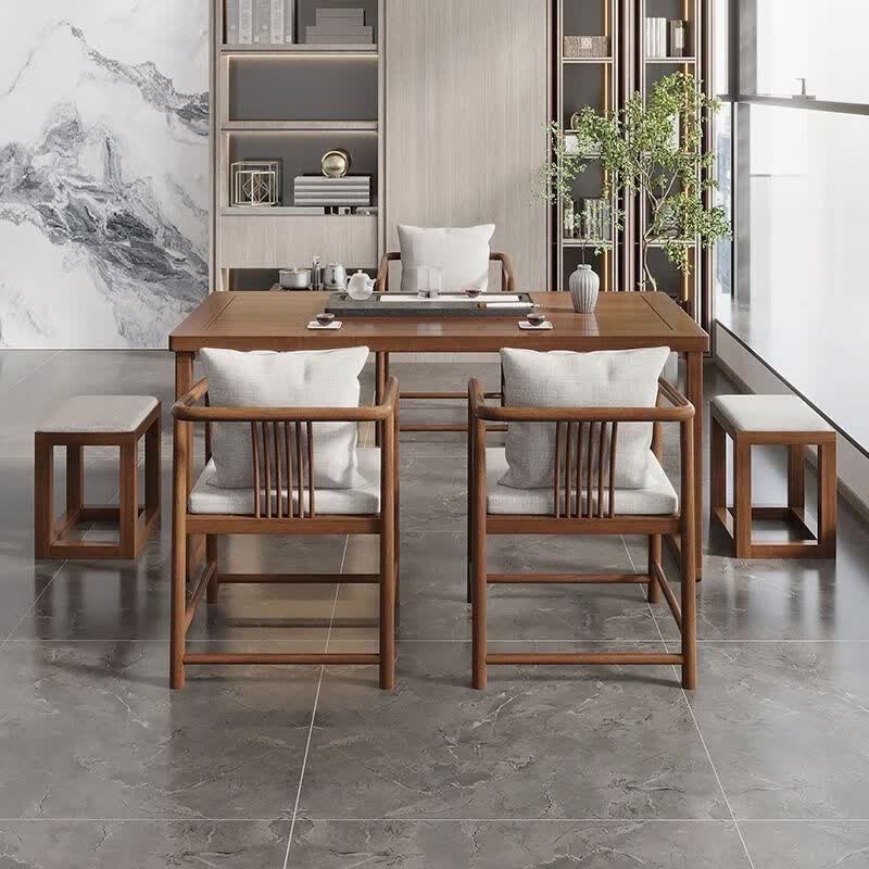 定舟中式阳台茶桌干泡台阳台小茶桌茶几办公室商用办公桌椅组合一整套 单桌：100*60*75*5