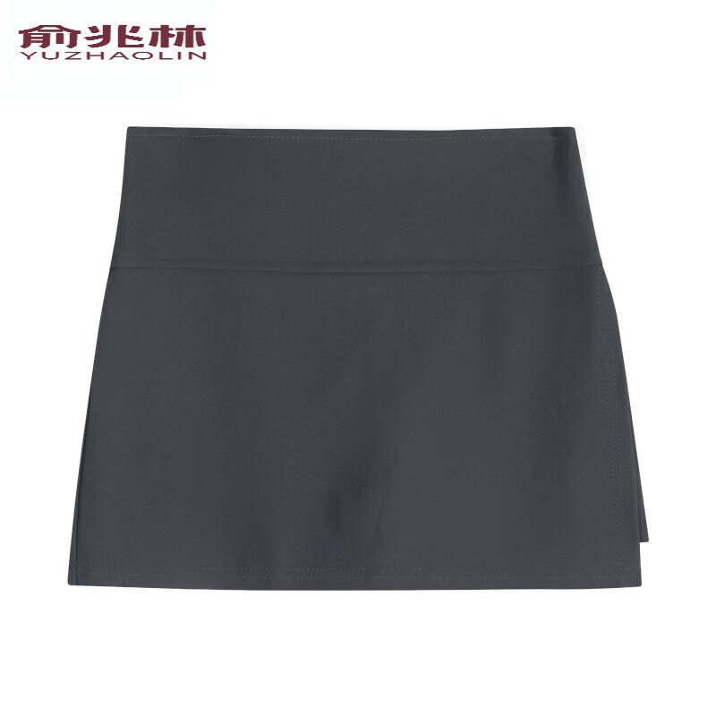 俞兆林辣妹开叉半身裙女夏季小个子短裙高腰休闲运动包臀裙子防走光裙裤 深灰色 S
