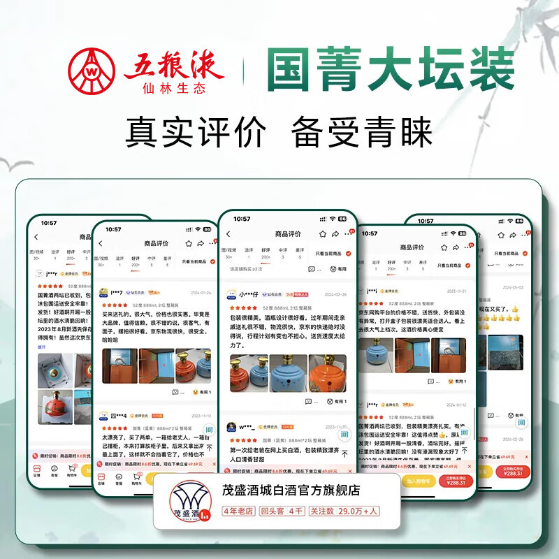 五粮浓香五粮液仙林生态酒 国菁 52度 优级酒 商务宴请 过年送礼酒水 52度 888mL 2瓶 国菁  整箱装