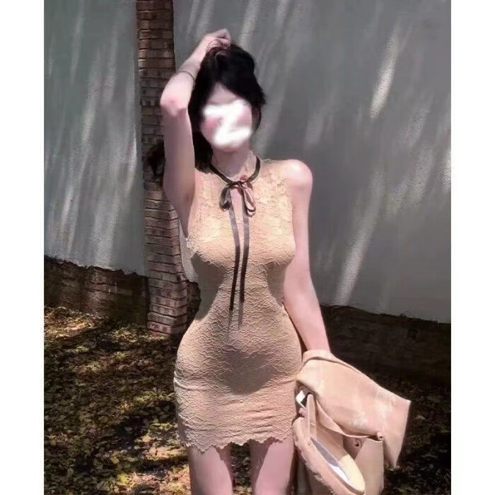 微光里性感纯欲镂空无袖蕾丝连衣裙女夏季新款修身显瘦高级感包臀裙短裙 无袖蕾丝连衣裙【杏色 M】 京东折扣/优惠券