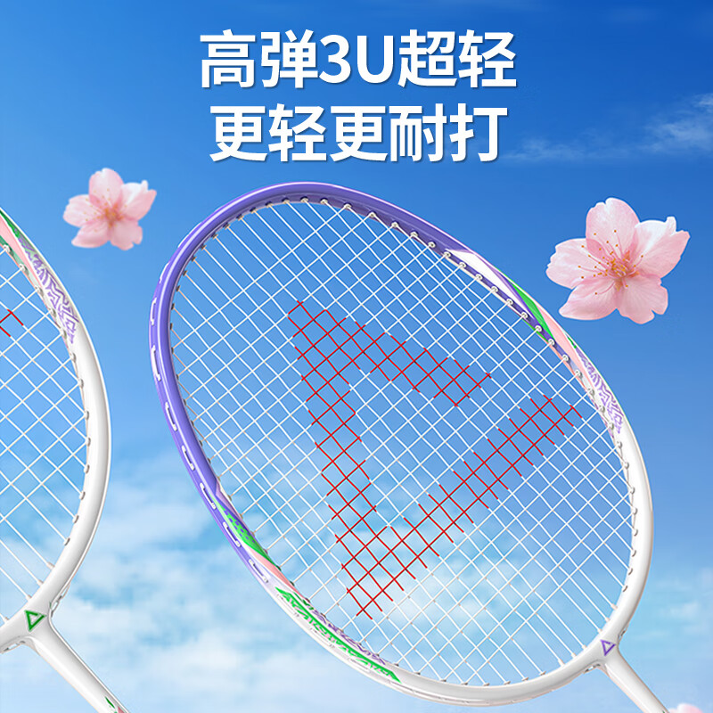 匹克羽毛球拍碳纤维对拍超轻碳素球拍初学者学生成人高颜值双拍 紫青双拍/碳素纤维/耐打6球 轻羽碳素系列