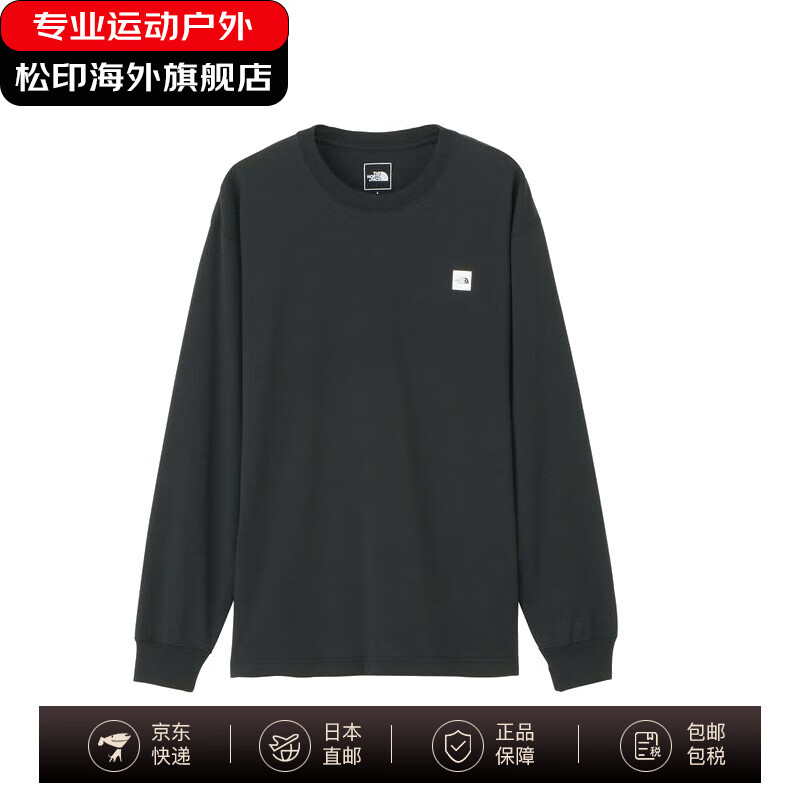 北面（The North Face）长袖T恤衬衫 男式女式 日本直邮NT32441 K/黑色 L