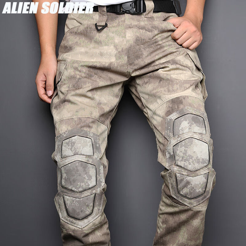 異種兵（ALIEN SOLDIER）異種兵廢墟迷彩龜殼護膝摩托機車(chē)騎行戰術(shù)軍迷長(cháng)褲男秋冬戶(hù)外服裝 第六代升級AU迷彩野戰版 S120斤左右穿29或30褲碼