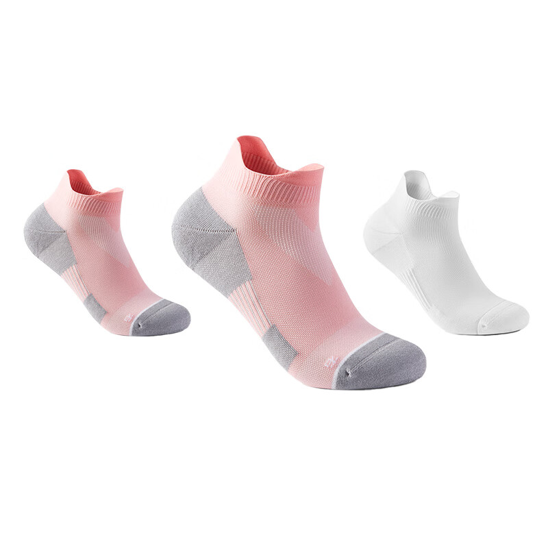 马孔多（macondo）25款训练踝袜男女户外吸湿排汗运动袜跑步抗菌袜子3双69元 彩妆粉2双+白色1双 M【39-41】