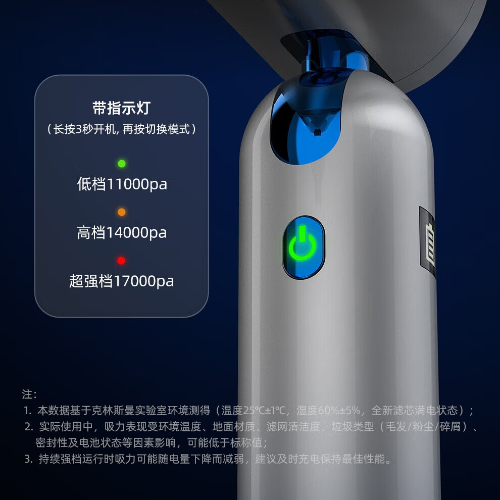 克林斯曼车载吸尘器家用手持小型大吸力便携随手吸桌面灰尘 紫色+灰色(17000pa)无刷电机