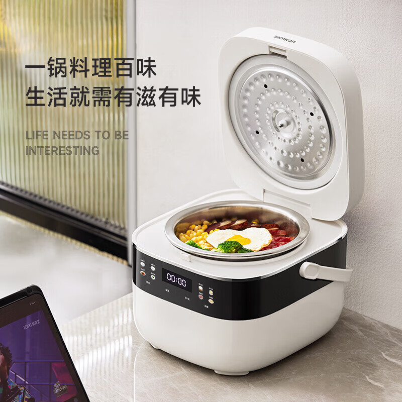 德国0涂层电饭煲钛釜内胆电饭锅2-4人智能预约多功能低糖饭柴火饭 3L 高配低糖款-(钛釜内胆+304蒸笼