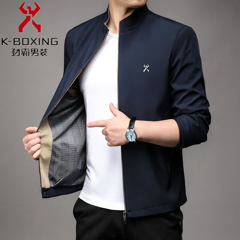 劲霸男装(K-Boxing)品牌断码新款夹克男士外套上衣春秋款百搭商务休闲 2388黑色 XXS 175/92A