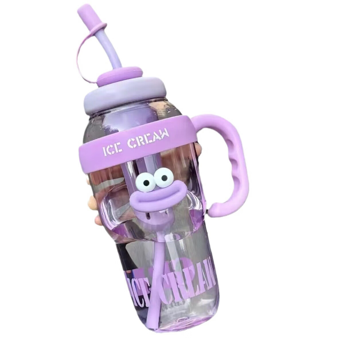 正涵【工厂直发】大容量冰霸杯高颜值女生巨无霸大嘴水杯便捷带吸管茶 嫩芽绿+大狗头贴 1300ml