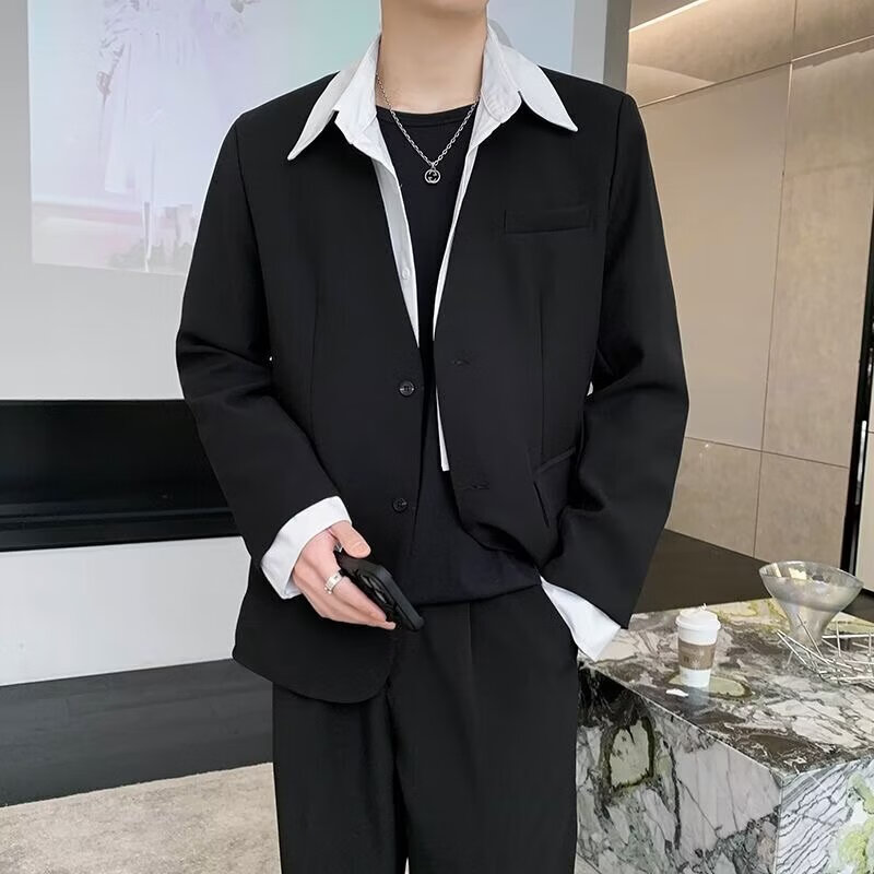 玖臧冰感衬衫男短袖夏季潮牌痞帅宽松简约五分袖学生纯色半袖衬衣服 338黑色 5XL