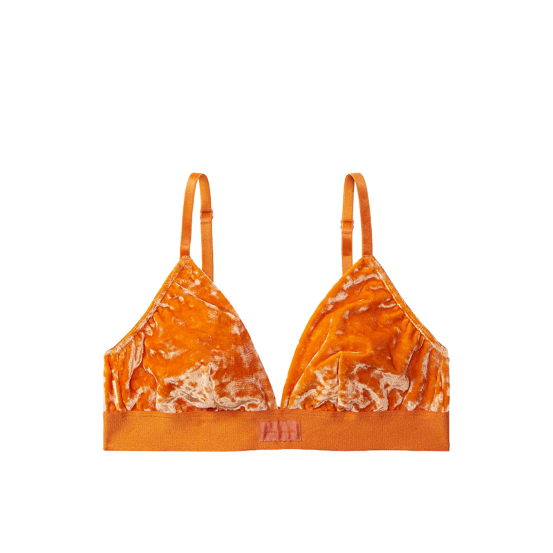 維多利亞的秘密（Victoria's Secret）PINK 多巴胺色系Logo下圍可拆卸襯墊絲絨文胸內衣女 5I0G橙色 XS