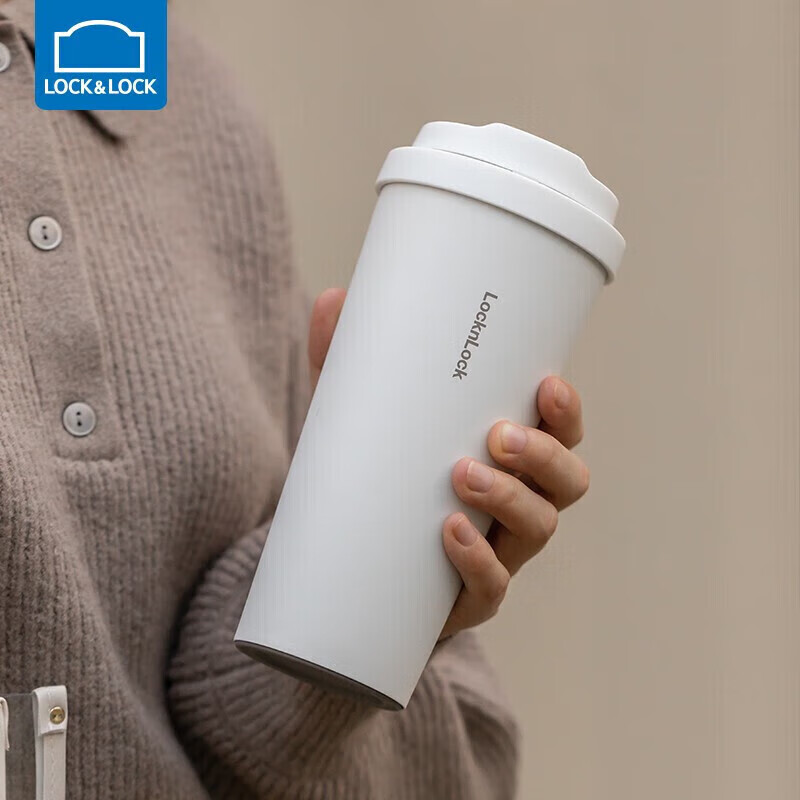 乐扣乐扣（LOCK&amp;LOCK）保温杯遇见元气保温保冷咖啡杯弹跳盖男女颜值水杯550ML白色