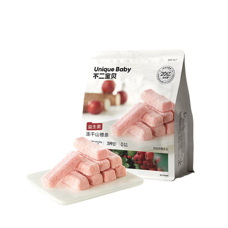 不二寶貝凍干山楂棒雞內(nèi)金水果果條片搭無添加寶寶嬰兒幼兒童零食 【2袋 | 送試吃裝*1】益生菌凍干山楂條60g