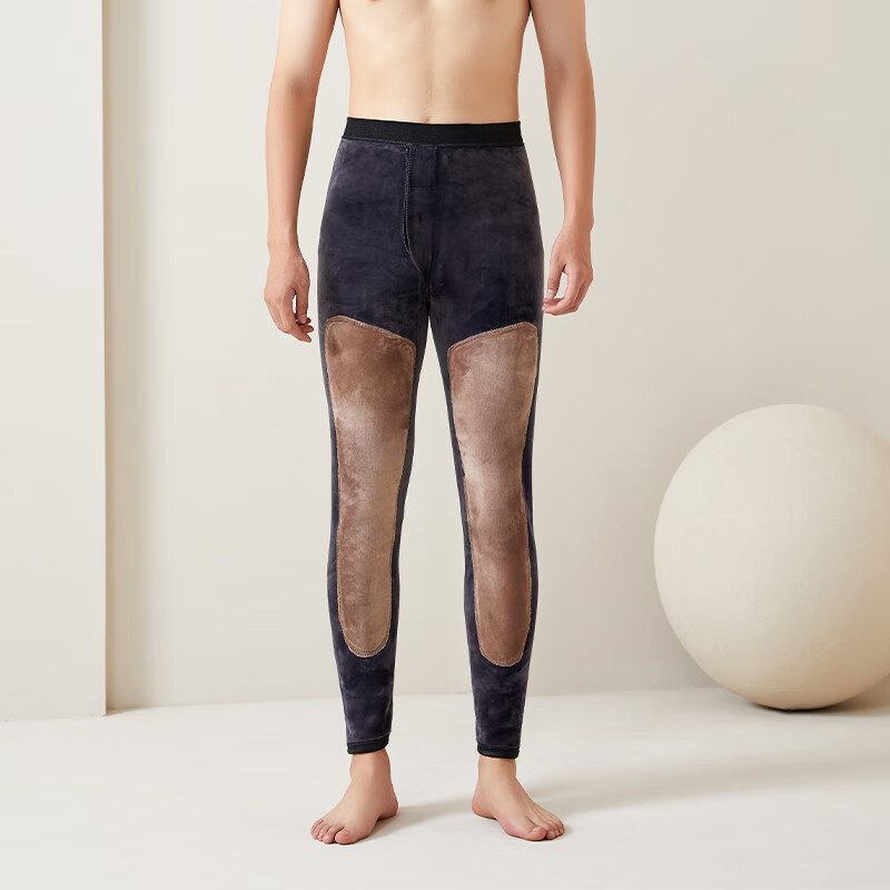 恒源祥秋冬保暖裤男加绒加厚棉裤修身显瘦打底裤特厚大码弹力一体绒裤 青色(480克)特厚加长护膝 2XL (建议155-185斤)