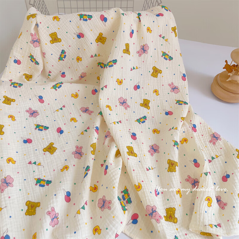 婴儿浴巾纯棉纱布新生儿盖毯超柔吸水初生宝宝洗澡包被儿童毛巾被 玩具之家 双层 105x105cm