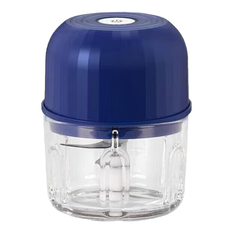 绞蒜器电动蒜泥捣碎器电动拉蒜器搅碎器葱姜蒜粉碎器打蒜末神器多功能小型家用料理绞肉机 三叶刀 升级玻璃杯 0.26L （蓝色）