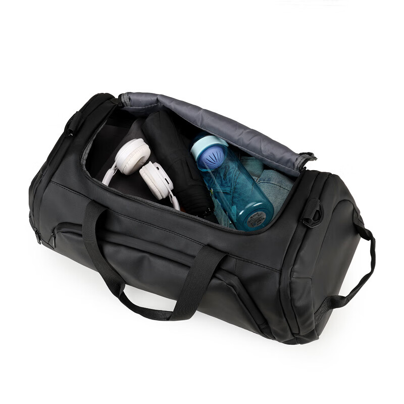 曼月依大容量收纳包多功能分层衣物袋手提包干湿分离出差旅游行李袋防水 黑色丨干湿分离丨旅行健身包大号