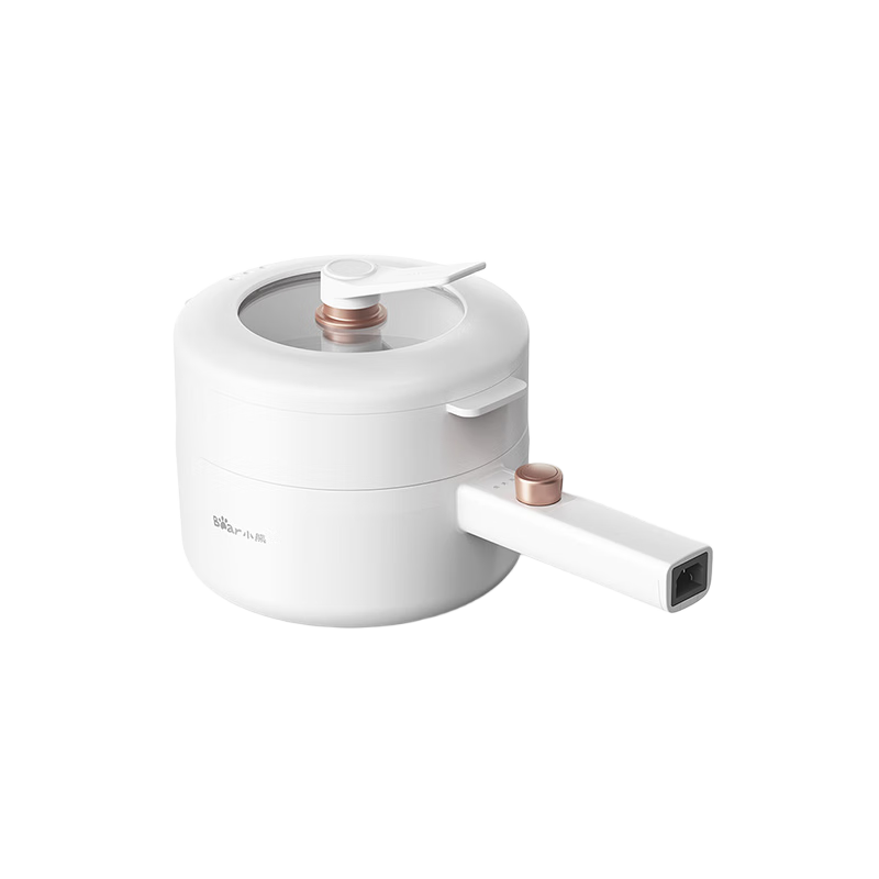 小熊（Bear）电煮锅 小电锅 电蒸锅 长柄 宿舍小锅 多功能锅辅食锅 学生泡面电煮锅小型1-2人P16M2 1.6L配蒸笼