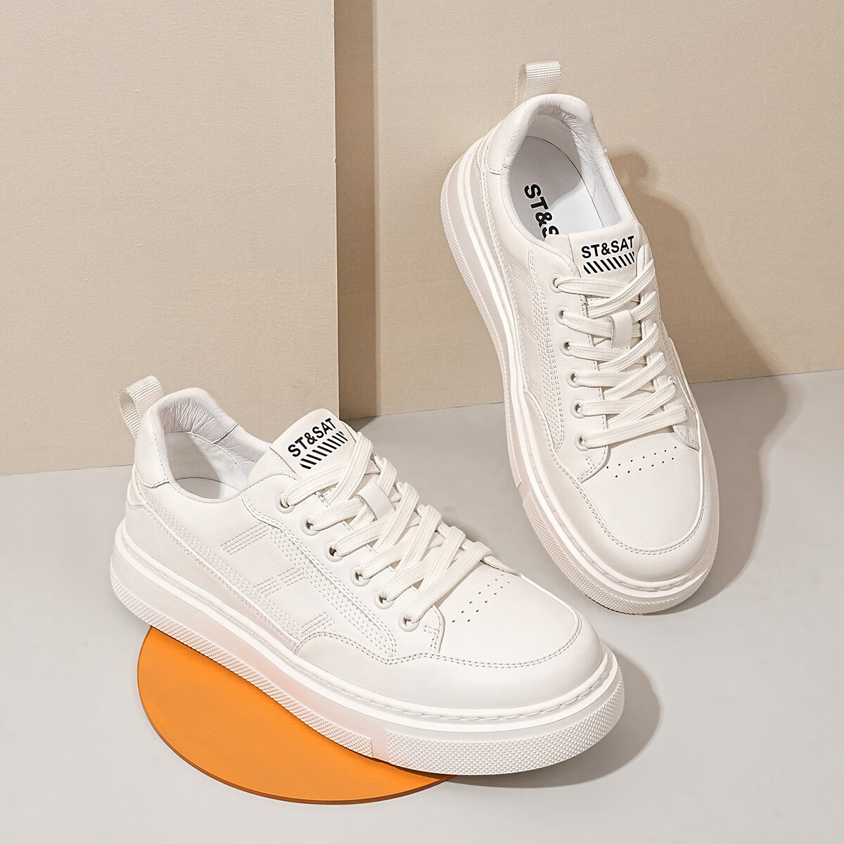 星期六男鞋时尚头层牛皮休闲鞋子男轻便系带板鞋男健步鞋