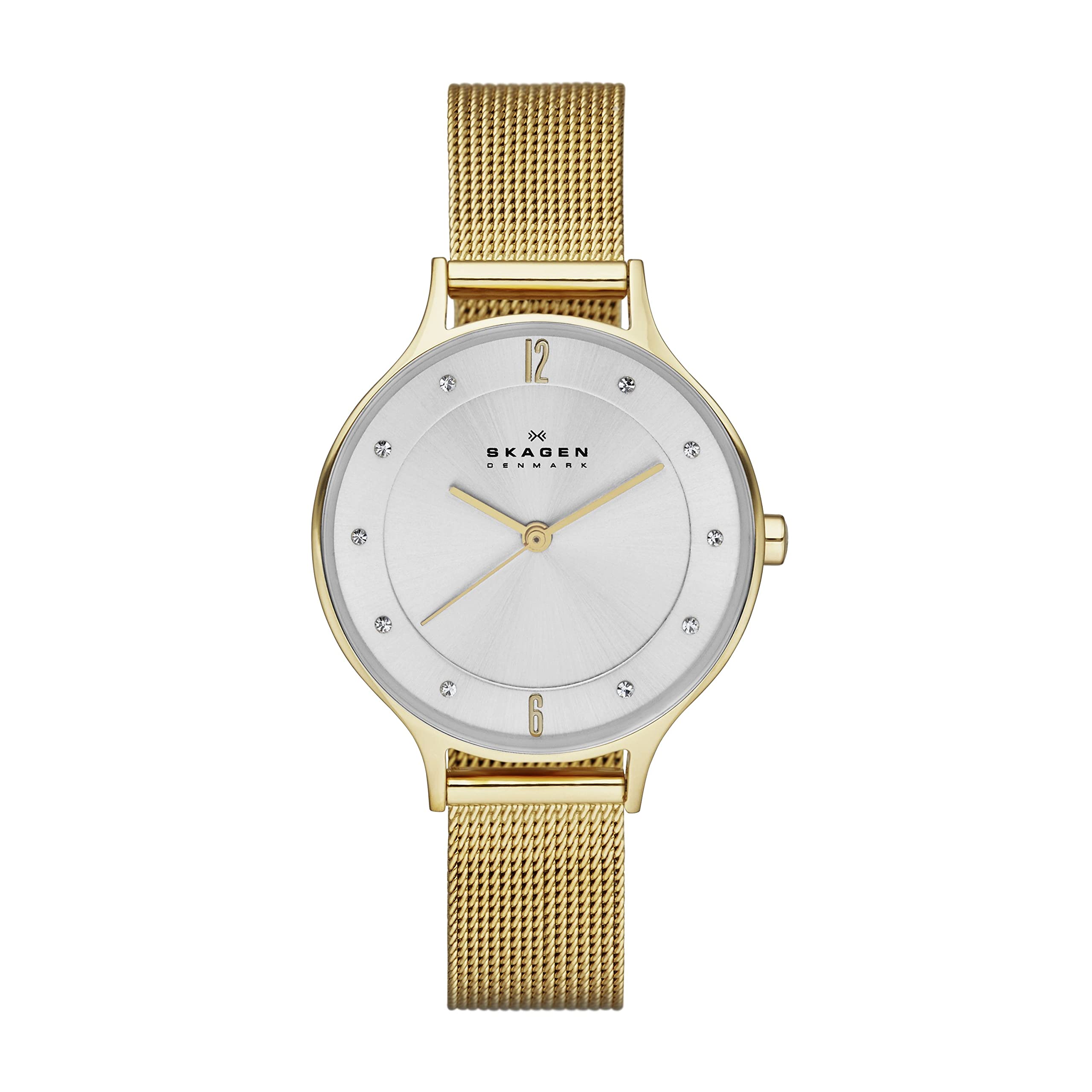 skagen DENMARK 女士石英防水手表 Gold Mesh One Size