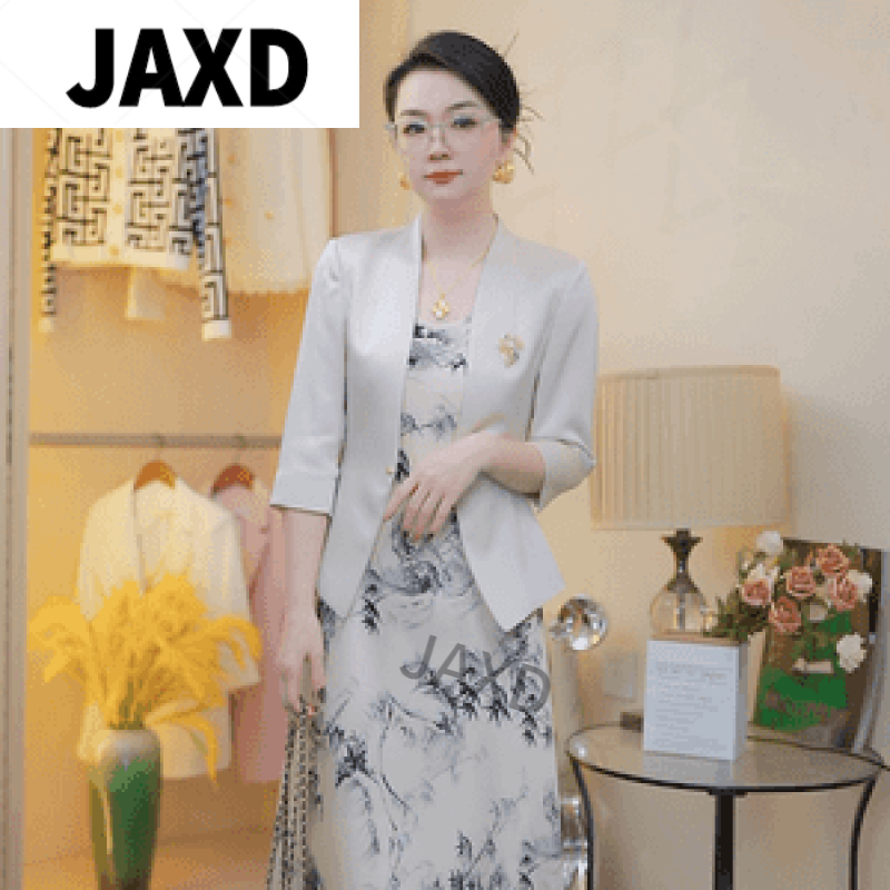 JAXD恋裳坊女装七分袖薄款小夏季气质时尚修身显瘦短款纯色 香槟色(单西装) M (100斤以下)