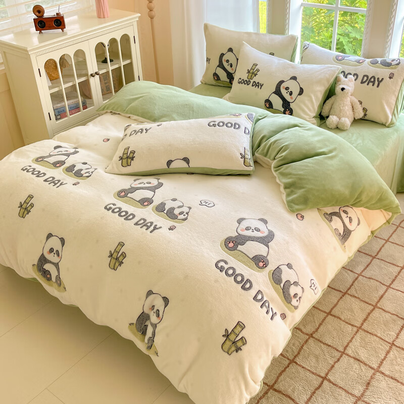 麦琪娜 雪花绒单被套双人被套单品被套水晶绒金貂绒单被套 绒毛细密柔软舒适 20支 团团圆圆 200cm*180cm