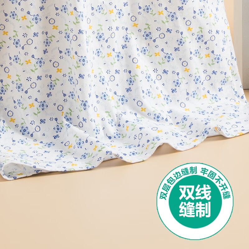 AB母亲节纯棉女中老年夏薄款家居服妈妈上衣宽松大码印花短袖汗衫 蓝雅【上衣】 3XL