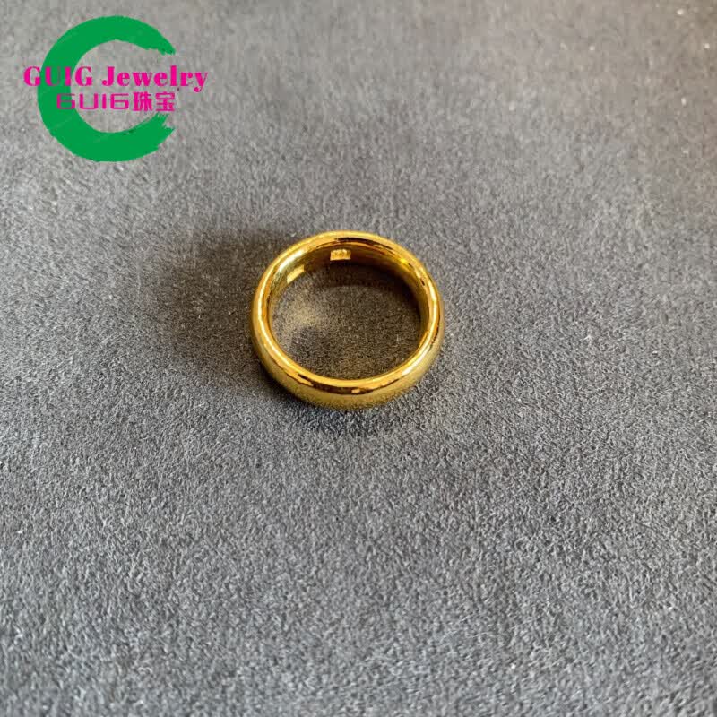 GUIG【精品】金包银戒指小胖墩金复古风尚简约时尚仿真黄l金情 小胖墩金戒指美码5号 手指很细(