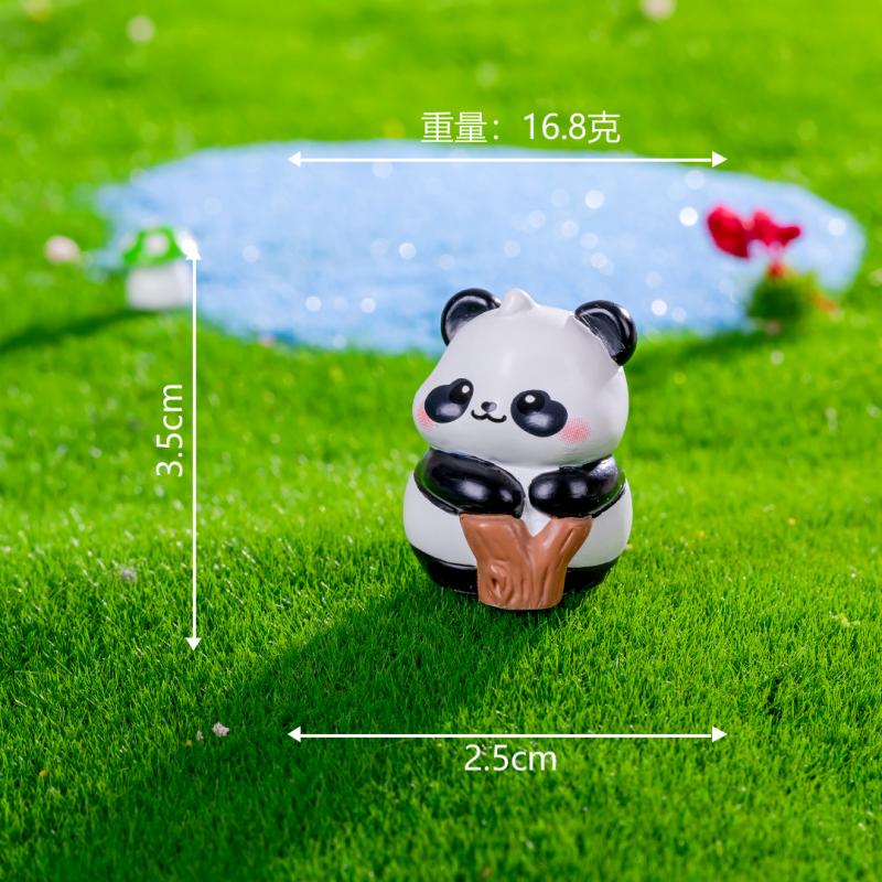集物一册萌萌大熊猫小摆件 可爱熊猫公仔桌面小摆件车载摆件创意生日礼物 奶萌熊猫一套(布袋盒装)