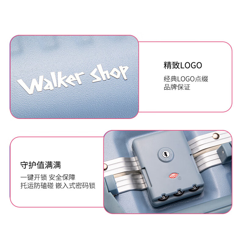 Walker Shop儿童行李箱可坐骑加厚铝框6-12岁男女孩出行登机箱密码拉杆旅行箱 灰蓝色【升级铝框+折叠脚踏】 20英寸 【可登机】