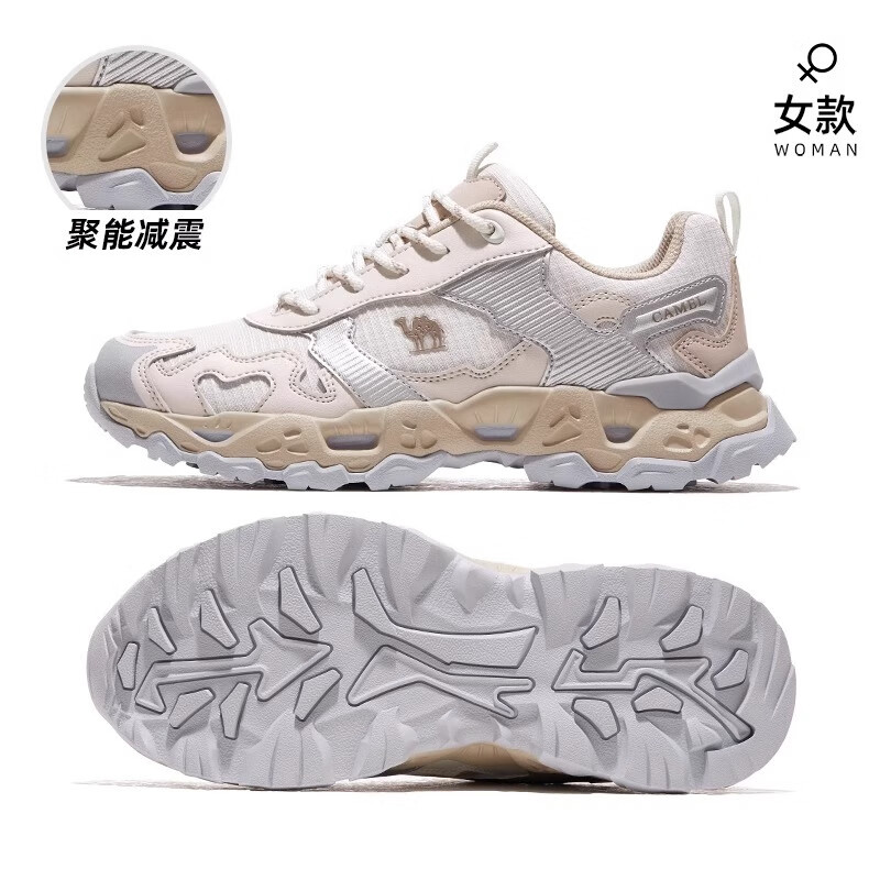 骆驼（CAMEL）运动鞋登山鞋男鞋春季透气耐磨防滑徒步鞋女款户外运动鞋 93007 白/银灰 女 密网款 36