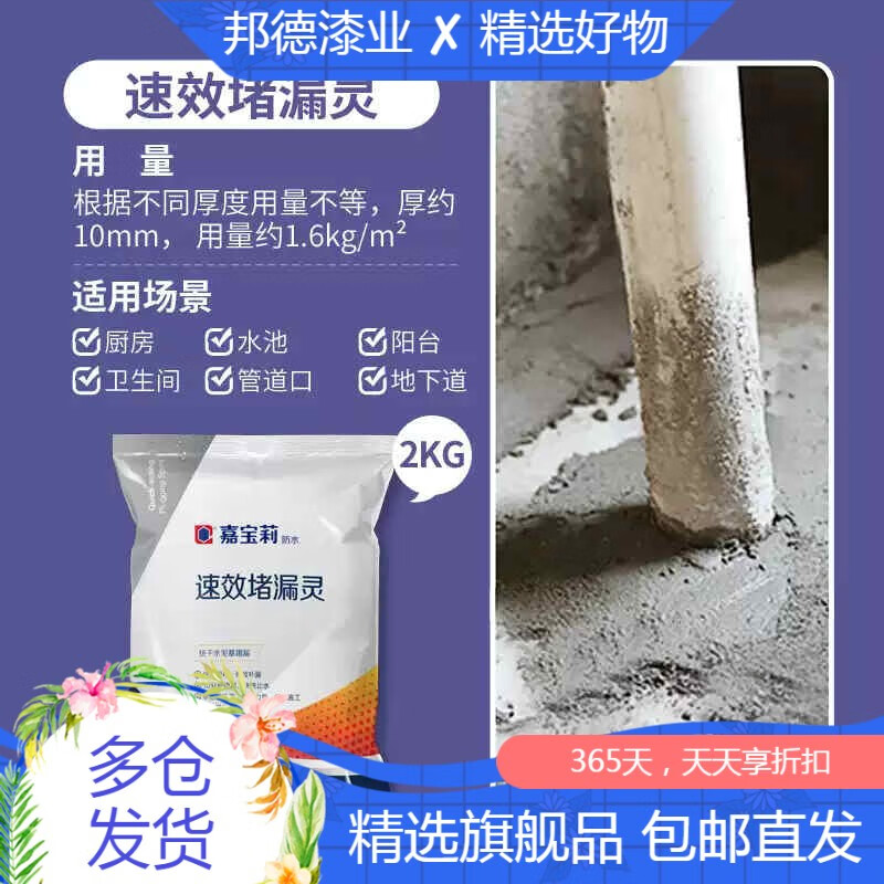 嘉寶莉（CARPOLY）速效堵漏靈快干水泥地漏填縫劑水不漏靈下水管補(bǔ)漏快速砂漿 速效堵漏靈2kg