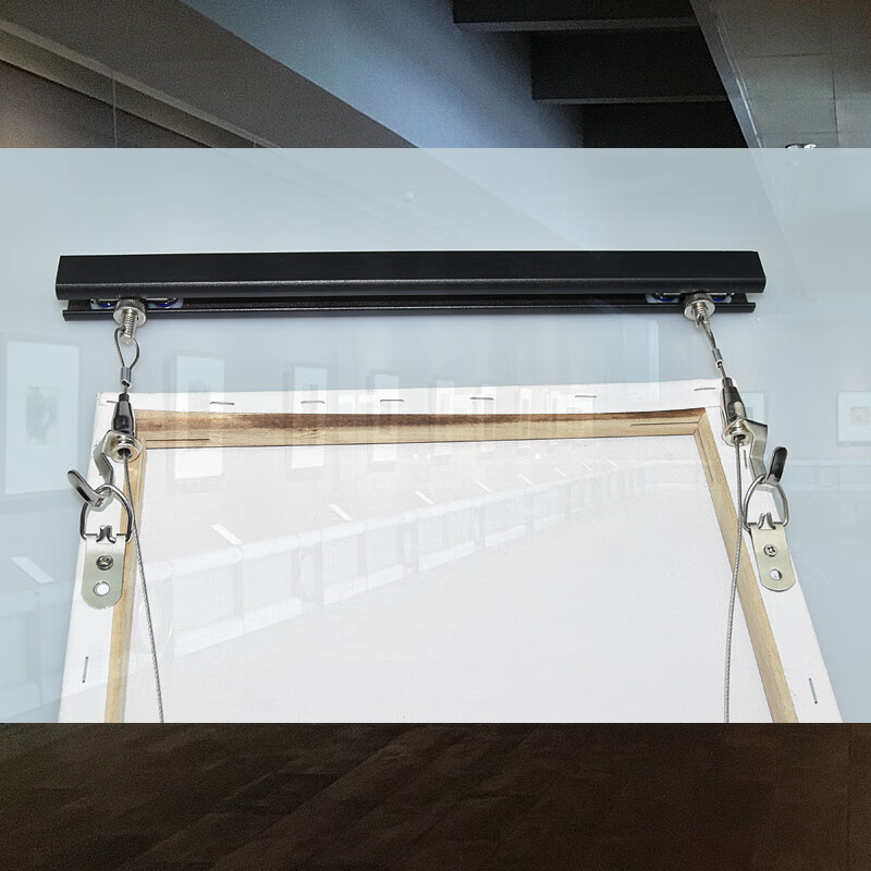 唯品安卡式螺母挂画器轨道可隐藏内嵌安装画展画廊家庭挂画线挂画绳画钩 A【1米小方轨白+2条1米1调节钩】