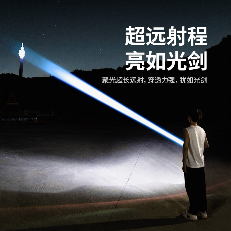 智小迪手电筒2025新款超级强光超亮充电家用耐用户外远射超长续航大容量 【2025新款白激光】26800双锂电