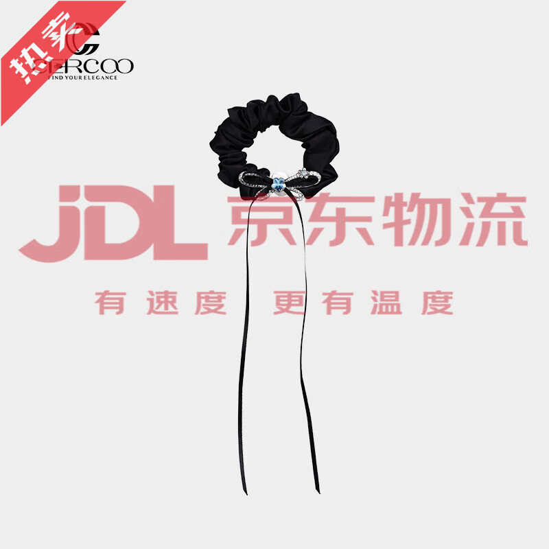奢蔻（Cercoo）/奢蔻銀蝶藍韻長(cháng)飄帶蝴蝶結水晶發(fā)圈微鑲水鉆頭花輕奢發(fā)飾 澗石藍