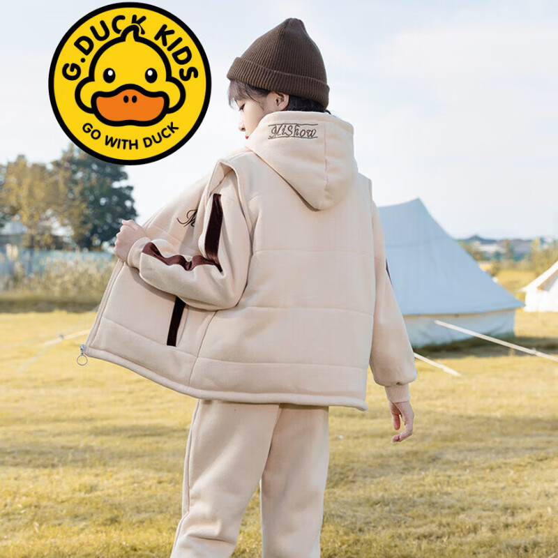G.duck品牌童装3-14岁女童秋装套装春秋款8儿童外套裤子9女孩洋气两件套 BQ1180 加绒加厚冬装 粉色三件套 140