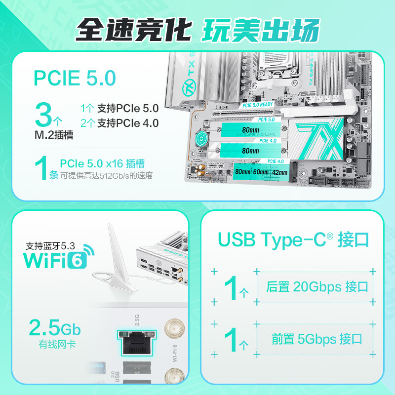 华硕 TX GAMING B850M WIFI W天选 图 4
